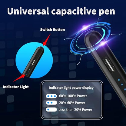 Stylus Pen Android for AMZ Tablet HD 10/Max 11 Compatible with Samsung/Lenovo,Accurate， Push-Button Switch On/Off,Long Battery Life+2Tips(NW Black) - color: NW Black