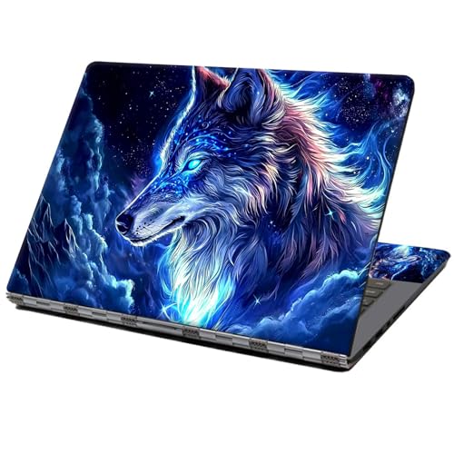 Laptop Skin Sticker Decal 12" 13" 13.3" 14" 15" 15.6",Waterproof Scratch Resistant Vinyl,Reusable Easy to Apply,for MacBook HP Dell Notebooks Netbooks Laptop,2 Wrist Pads,Blue Wolf Cloud - color: Blue Wolf Cloud