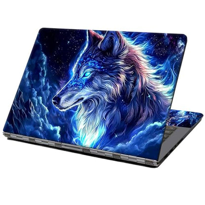 Laptop Skin Sticker Decal 12" 13" 13.3" 14" 15" 15.6",Waterproof Scratch Resistant Vinyl,Reusable Easy to Apply,for MacBook HP Dell Notebooks Netbooks Laptop,2 Wrist Pads,Blue Wolf Cloud - color: Blue Wolf Cloud