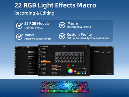 ZORNHER ZH980 Mechanical Keyboard,95% Blue Creamy Keyboard with Number Pad,Hot-Swappable Custom Gaming Keyboard,Shine Through Dye Sublimation PBT Keycaps,Creamy Sounding Linear Switches - color: Sea Moonlight, size: Creamy Switch