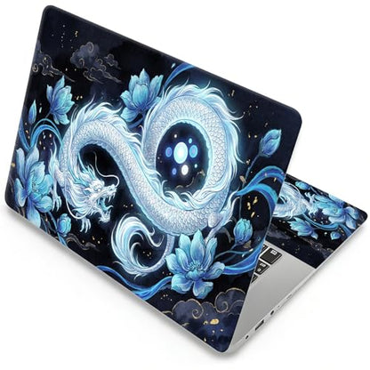 Universal Laptop Skin, DIY Cut-to-Fit Vinyl Cover Compatible with HP, Dell, Lenovo, Mac (13.3" to 15.6"), Anti-Scratch, No Residue & Bubble-Free Protective Decal Sticker, Ice Dragon Lotus - color: Ice Dragon Lotus
