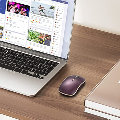 JOYACCESS J Wireless Mouse for Laptop, 2.4G Slim Wireless Silent Mouse, Portable Wireless Computer Mouse, 3200 DPI, USB Wireless Mouse for Desktop, Notebook, Chromebook, PC (Wine Red) - color: Wine Red