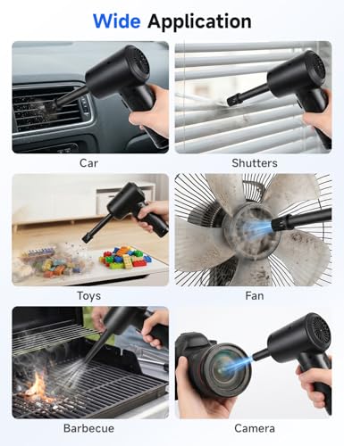 Compressed Air Duster,100000RPM Electric Air Duster for Computer Keyboard | 6000mAh Rechargeable Cordless Air Blower with LED Light, Fast Charge Portable Air Can for PC Cleaning