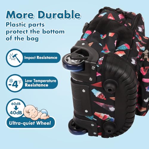 Tilami Rolling Backpack for Kids 19 inch with Lunch Bag Wheeled Laptop Backpack,Ice cream - color: Ice Cream