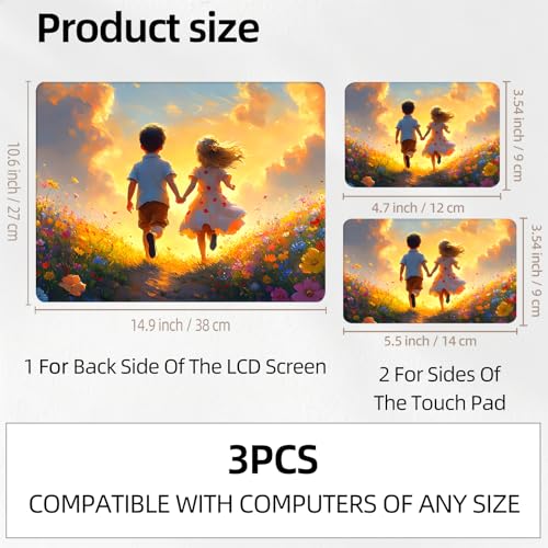 Kids Starry Field Universal Laptop Skin Sticker 3PCS, Protective Decal Trim-to-Fit 11.6" 13.3" 14" 15.6" Laptop Vinyl Cover, Removable Anti-Scratch Computer Decal Protector - color: Kids Starry Field