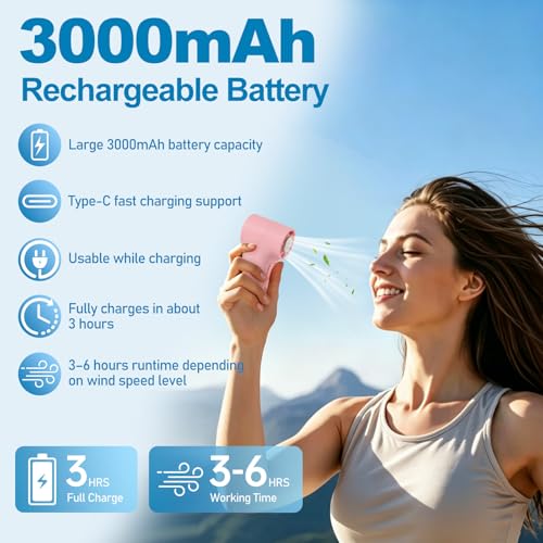 Portable Fan with Ice Cooling Plate,18000RPM High-Speed Rechargeable Mini Clip-on Fan with LED Display, Powerful Personal Fan for Travel, Outdoor & Office