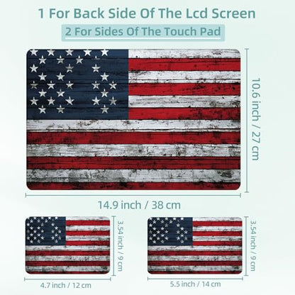 Universal Laptop Skin Decal, 3-Piece Vinyl Protector for 12 13 14 15.6" Notebook, Waterproof Anti-Scratch, Easy Trim & Bubble-Free Finish, American Flag Painted - color: American Flag Painted