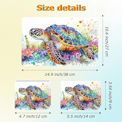 Universal Laptop Skin Sticker with 2 Wrist Pad Decals, 3-Piece Removable Vinyl Laptop Cover, Watercolor Turtle Waterproof Anti-Scratch, Easy-Trim Fit for 13.3" 14" 15.6" Laptops - color: Watercolor Turtle
