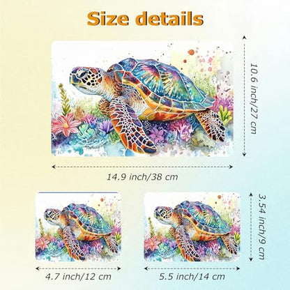 Universal Laptop Skin Sticker with 2 Wrist Pad Decals, 3-Piece Removable Vinyl Laptop Cover, Watercolor Turtle Waterproof Anti-Scratch, Easy-Trim Fit for 13.3" 14" 15.6" Laptops - color: Watercolor Turtle