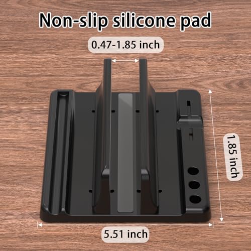 Vertical Laptop Stand, Adjustable 3 in 1 ABS | Space-Saving Desktop Dock, Compatible with MacBook, HP, Dell, Microsoft Surface, Fits Most Laptops (Black, 1 Slot) - color: Black-1 Slot Version