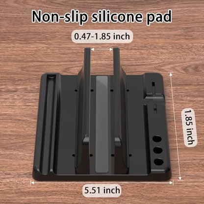 Vertical Laptop Stand, Adjustable 3 in 1 ABS | Space-Saving Desktop Dock, Compatible with MacBook, HP, Dell, Microsoft Surface, Fits Most Laptops (Black, 1 Slot) - color: Black-1 Slot Version