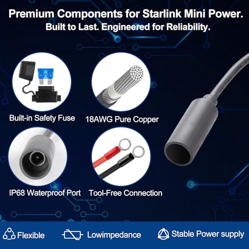 Starlink Mini 12V Adapter, Starlink-Mini Power Supply, 9-28V Step Up to 30V 3.5A Starlink Mini 12V Power Supply with DC Female Power Cord, in Truck, RV, Marine & Off-Grid Use