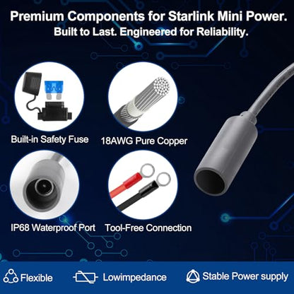 Starlink Mini 12V Adapter, Starlink-Mini Power Supply, 9-28V Step Up to 30V 3.5A Starlink Mini 12V Power Supply with DC Female Power Cord, in Truck, RV, Marine & Off-Grid Use