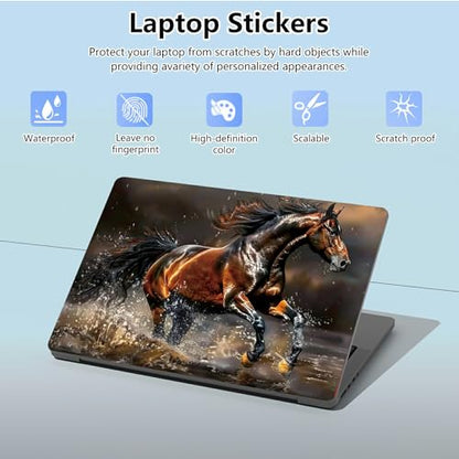 Universal Laptop Skin Sticker with 2 Wrist Pad Skins, Waterproof Scratch Resistant Vinyl Laptop Cover Decal, Cut to Fit for 11–15.6 Inch MacBook HP Dell Lenovo, Horse - color: Horse