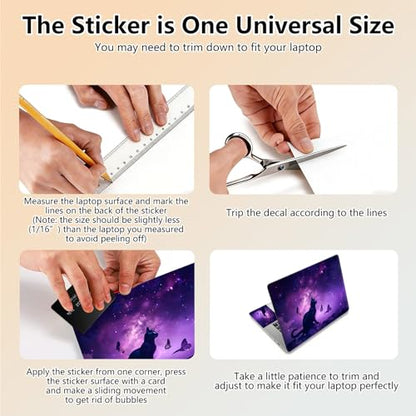 Laptop Skin Sticker Decal 15.6 Inch,12 13 13.3 14 15 15.6 in Laptop Netbook Skins for Notebook,Art Decal Removable Waterproof Scratch Resistant,Universal Vinyl Cover,Purple Galaxy Cat - color: Purple Galaxy Cat