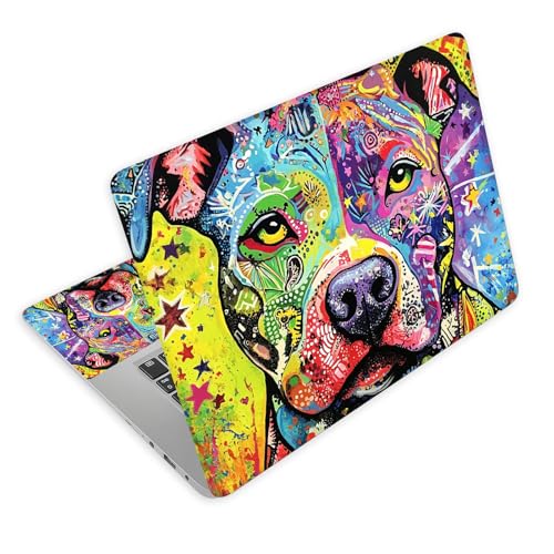 Universal Laptop Skin Decal, 3-Piece Vinyl Protector for 12 13 14 15.6" Notebook, Waterproof Anti-Scratch, Easy Trim & Bubble-Free Finish, Colorful Pitbull - color: Colorful Pitbull
