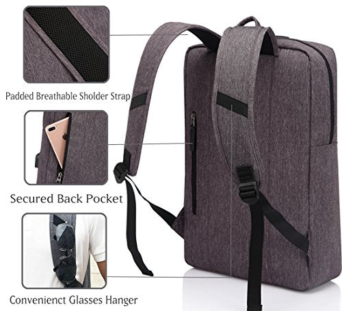 VASCHY Business Laptop Backpack for 17 inch Computer With USB Charging Cable - color: Dark Gray