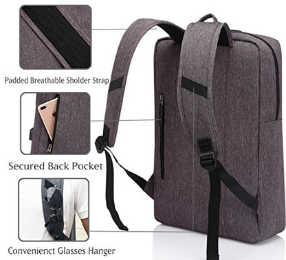 VASCHY Business Laptop Backpack for 17 inch Computer With USB Charging Cable - color: Dark Gray