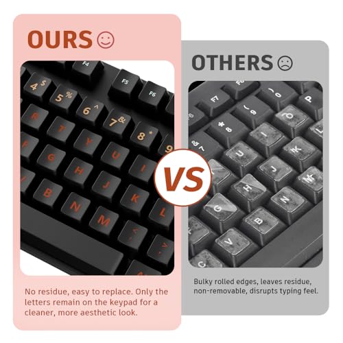 ProElife Gradient Keyboard Letter Stickers with Tweezer, Full-Key, Orange | English Transfer Printing Peel-Off Film, Leave English Letters on Keys, Keyboard Letters Replacement Stickers for Desktop - color: Orange