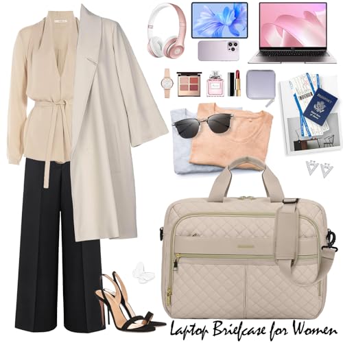 IGOLUMON Laptop Bag 15.6 Inch Laptop Briefcase for Women Men Waterproof Shoulder Computer Messenger Bag Large Laptop Bag Business Office Work Travel College, Khaki - color: Khaki