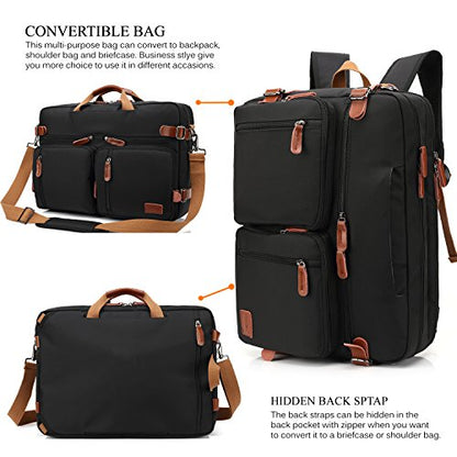CoolBELL Convertible Backpack Messenger Shoulder Bag Laptop Case Handbag Business Briefcase Multi-Functional Travel Rucksack Fits 15.6 Inch Laptop for Men/Women (Black) - color: Black, size: 15.6 Inches