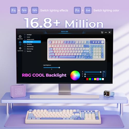 AULA S99 Wireless Keyboard,Bluetooth Computer Gaming Keyboards | 99 Keys with Number Pad,RGB Backlit,Programmable,Creamy Sounding,Tri-Mode BT/2.4GHz/USB-C,2000mAh Thocky Membrane Keyboard - color: Gradient Purple