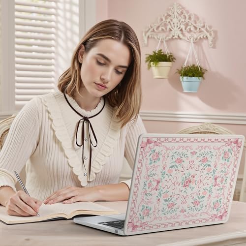 iCasso Compatible for MacBook Air 13 inch Case M5 2026 M4 2025 M3 M2 2024-2022 Model A3449 A3240 A3113 A2681,Sturdy Protective Retro Pattern Plastic Hard Shell 13.6 MacBook Air Case,Retro Bow Pink - color: A-Retro Bow Pink