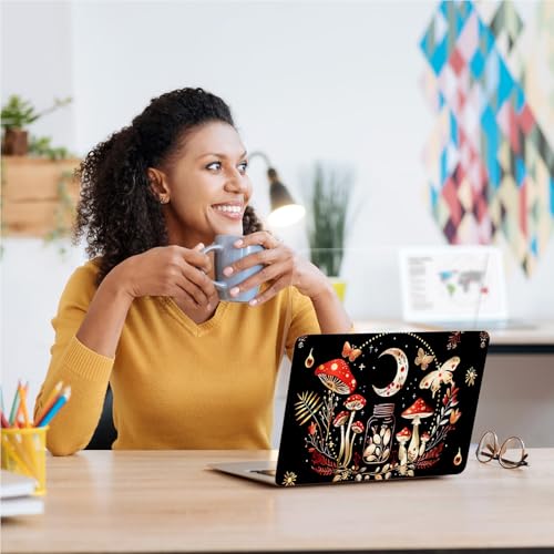 Universal Laptop Skin, DIY Cut-to-Fit Vinyl Cover Compatible with HP, Dell, Lenovo, Mac (13.3" to 15.6"), Anti-Scratch, No Residue & Bubble-Free Protective Decal Sticker, Boho Moon Mushroom - color: Boho Moon Mushroom