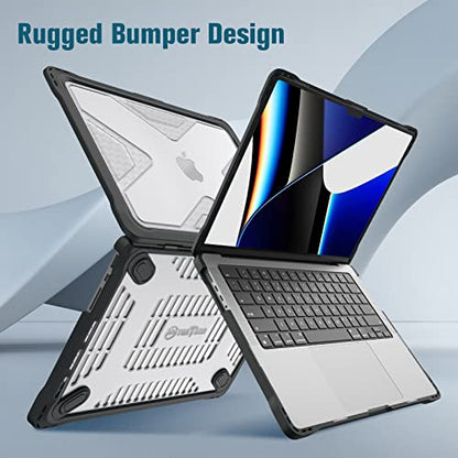 Fintie Case for MacBook Pro 14 Inch A3426 A3427 A3434 A3401 A3185 A3112 A2992 A2918 A2779 A2442 with M5 M4 M3 M2 M1 Chip (2021-2026) - Heavy Duty Rugged Hard Shell Cover, Crystal Clear - color: Crystal Clear