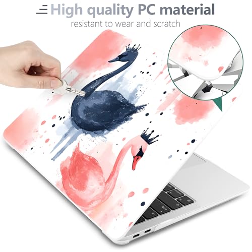 Batianda LumiArt Case for MacBook Pro 13 inch 2022 2020, Crown Swan | Fits Model A2338 M2 M1 A2251 A2289, with Artistic Watercolor Swan Design, Slim Hard Shell For Sister Daughter School College - color: Swan