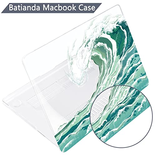 Batianda Case for MacBook Air 15" with M5 M4 M3 M2 Chip, Aqua Wave | 4-in-1 set with aqua ocean wave design, lightweight slim hard shell protection for beach lovers, surfers and students - color: Waves