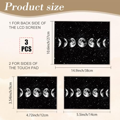 PLIGREAT 15 Inches Laptop Decal Sticker Skin Cover, Moon Phase Laptop Stickers Skins Decal Fits 12-15 Inch Laptops Universal Removable Vinyl Notebook Art Protector Cover Decals, Black White - color: Black White