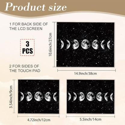 PLIGREAT 15 Inches Laptop Decal Sticker Skin Cover, Moon Phase Laptop Stickers Skins Decal Fits 12-15 Inch Laptops Universal Removable Vinyl Notebook Art Protector Cover Decals, Black White - color: Black White