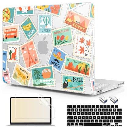 Compatible with MacBook Neo 13 inch (2026 Release A3404) (A18 Pro) with Liquid Retina Display, Printed Slim Protective Case with Screen Protector & Keybaord Cover, Post Stamps - color: Post stamps