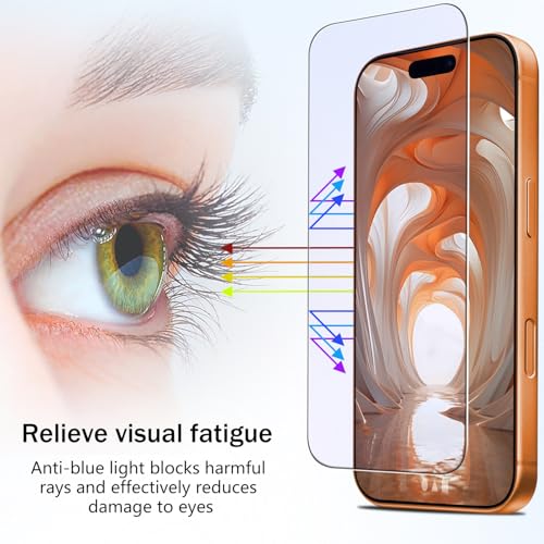 2 Pack Anti Blue Light Screen Protector for iPhone 17 Pro Max 6.9 Inch Eye Protection Tempered Glass Film, Easy to Install, Bubble Free - size: iPhone 17 Pro Max 6.9-inch