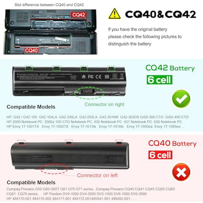 Fancy Buying MU06 MU09 Laptop Battery for HP Spare 593553-001 593554-001 636631-001 584037-001 593550-001 593562-001 Compaq Presario CQ42 CQ56 CQ57 CQ62 Pavilion G7 G6 G4 DM4 - size: 8.07*2.05*0.83inch CQ42
