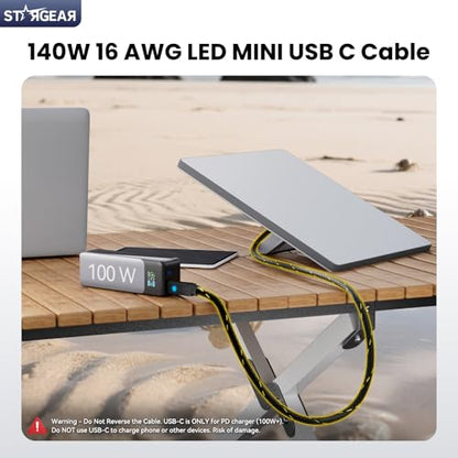 Starlink Mini Cable 6.5FT, Max 140W Input Starlink Mini USB C to DC Power Cable with Indicator Light, Braided Wear-Resistant for 16AWG, Work with 20V/100W, 28V/140W PD Power Source (Black) - size: Black Braided 6.5FT with LED