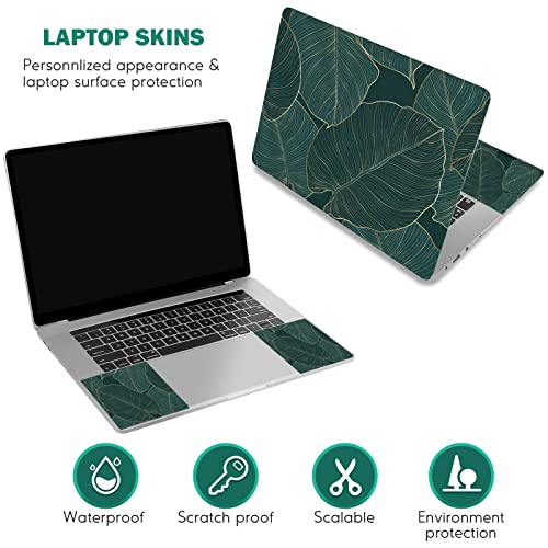 DINKY Laptop Skin Sticker Decal, 12" 13" 13.3" 14" 15" 15.4" 15.6 inch Laptop Universal Reusable Vinyl Skin Stickers Cover Art Decal Notebook PC Personalized Protector-Green Leaf - color: Abstract Marble