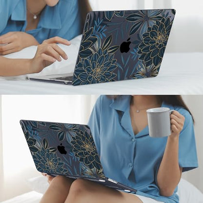 Mektron for 2026/2025/2024/2023 MacBook Air 15 INCH M5 A3448 /M4 A3241 /M3 A3114 /M2 A2941 Case, Printed Plastic Hard Shell Cover with 15.3" Liquid Retina Display Touch ID, Dahlia Flower C035 - color: Dahlia Flower C035