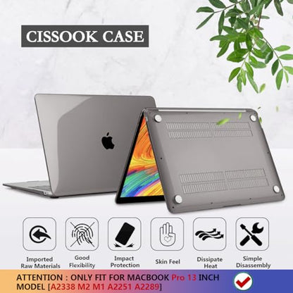 CISSOOK Case for MacBook Pro 13 Inch 2023 2022 2021 2020 Touch Bar, Grey Hard Shell Case Cover for MacBook Pro 13" M2 M1 A2338 A2251 A2289 Model with Keyboard Cover and Screen Protector - Gray - color: Gray