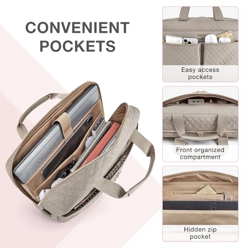 BAGSMART 17.3/15.6 Inch Laptop Bag, Briefcase for Women Computer Messenger Bag Office Travel Business, Warm Gray - color: Warm Gray, size: 17.3 Inch