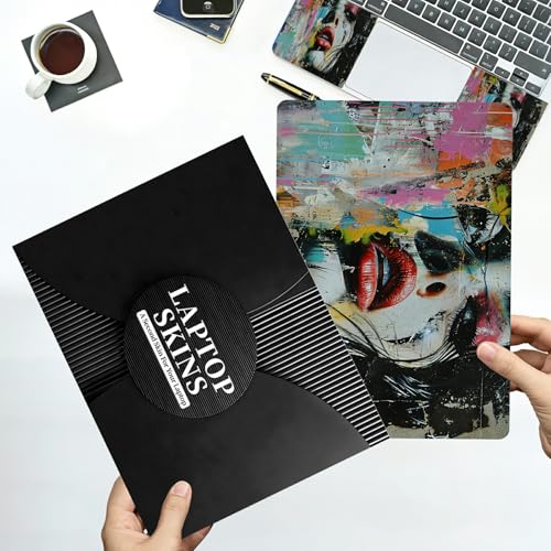 Universal Laptop Skin Sticker with 2 Wrist Pad Decals, 3-Piece Removable Vinyl Laptop Cover, Graffiti Woman Waterproof Anti-Scratch, Easy-Trim Fit for 13.3" 14" 15.6" Laptops - color: Graffiti Woman