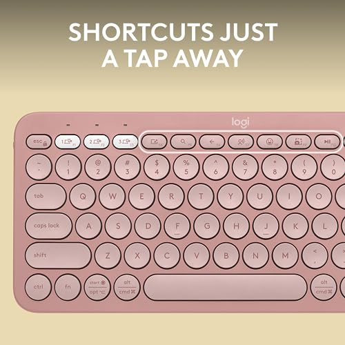 Logitech Pebble Keys 2 K380s Keyboard, Bluetooth, Wireless - Tonal Rose | Multi-device, customizable shortcuts, slim and portable, Easy-Switch for Windows, macOS, iPadOS, Android, Chrome OS - color: Rose