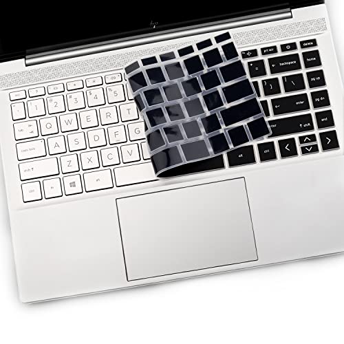 2 PCS Keyboard Cover for HP Laptop 14 & HP Pavilion x360 14m-dw 14m-dy 14-dv, HP 14m-dw1010wm dw1023dx dw1033dx 14m-dy0033dx 14m-dy0023dx 14m-dy0013dx 14m-dw1013dx dw0023dx dw0033dx - color: Black+Clear