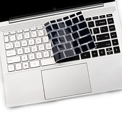 2 PCS Keyboard Cover for HP Laptop 14 & HP Pavilion x360 14m-dw 14m-dy 14-dv, HP 14m-dw1010wm dw1023dx dw1033dx 14m-dy0033dx 14m-dy0023dx 14m-dy0013dx 14m-dw1013dx dw0023dx dw0033dx - color: Black+Clear