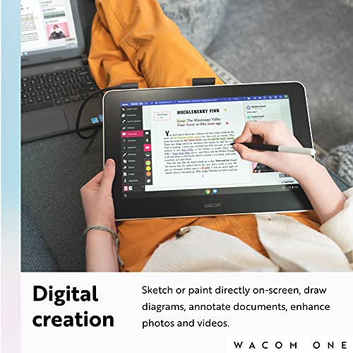 Wacom One HD Creative Pen Display, Drawing Tablet with Screen, 13.3" Graphics Monitor; Works with Mac, PC & Chromebook, Photo/Video Editing, Drawing & Education Old Gen (2019)