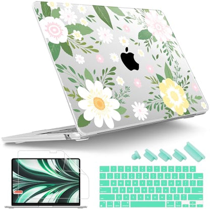 Tuiklol for 2026 2025 2024 2023 MacBook Air 15 inch Case Model M5 A3448 M4 A3241 M3 A3114 M2 A2941 Hard Shell Case for MacBook 15.3'' Cover, Flowers White - color: Flowers White