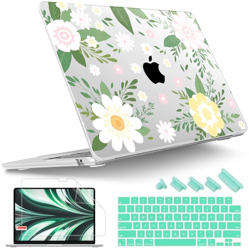 Tuiklol for 2026 2025 2024 2023 MacBook Air 15 inch Case Model M5 A3448 M4 A3241 M3 A3114 M2 A2941 Hard Shell Case for MacBook 15.3'' Cover, Flowers White - color: Flowers White