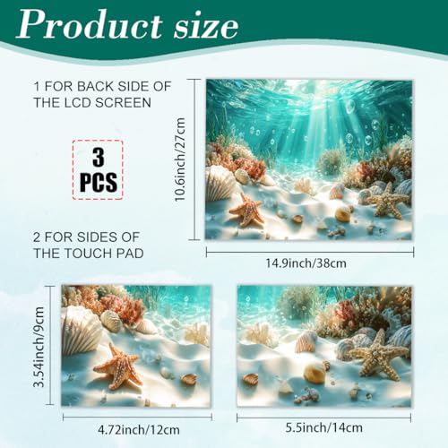 PLIGREAT 15 Inches Sea Sunlight Laptop Decal Sticker Skin Cover, Sea Coral Reef Laptop Sticker Decals Fits 12" to 15" Laptops Universal Waterproof Removable, Blue Beige - color: Blue Beige