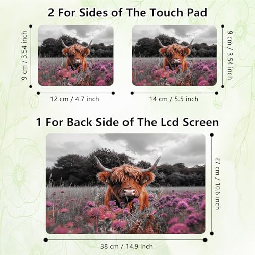 Laptop Skin Sticker Decal, Universal Reusable Vinyl Laptop Cover for 12" 13" 13.3" 14" 15" 15.4" 15.6" Notebook PC, Waterproof Scratch-Resistant with 2 Wrist Pads, Easy to Apply & Remove,Highland Cows - color: Highland Cows